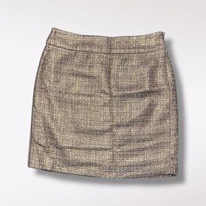 Banana Republic Wool Blend Tweed Skirt Metallic Gold Size 0